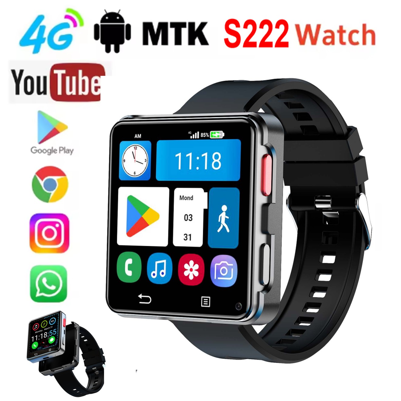 Smartwatch Watches Smart - S222 Smart Watch 4G SI-M Card