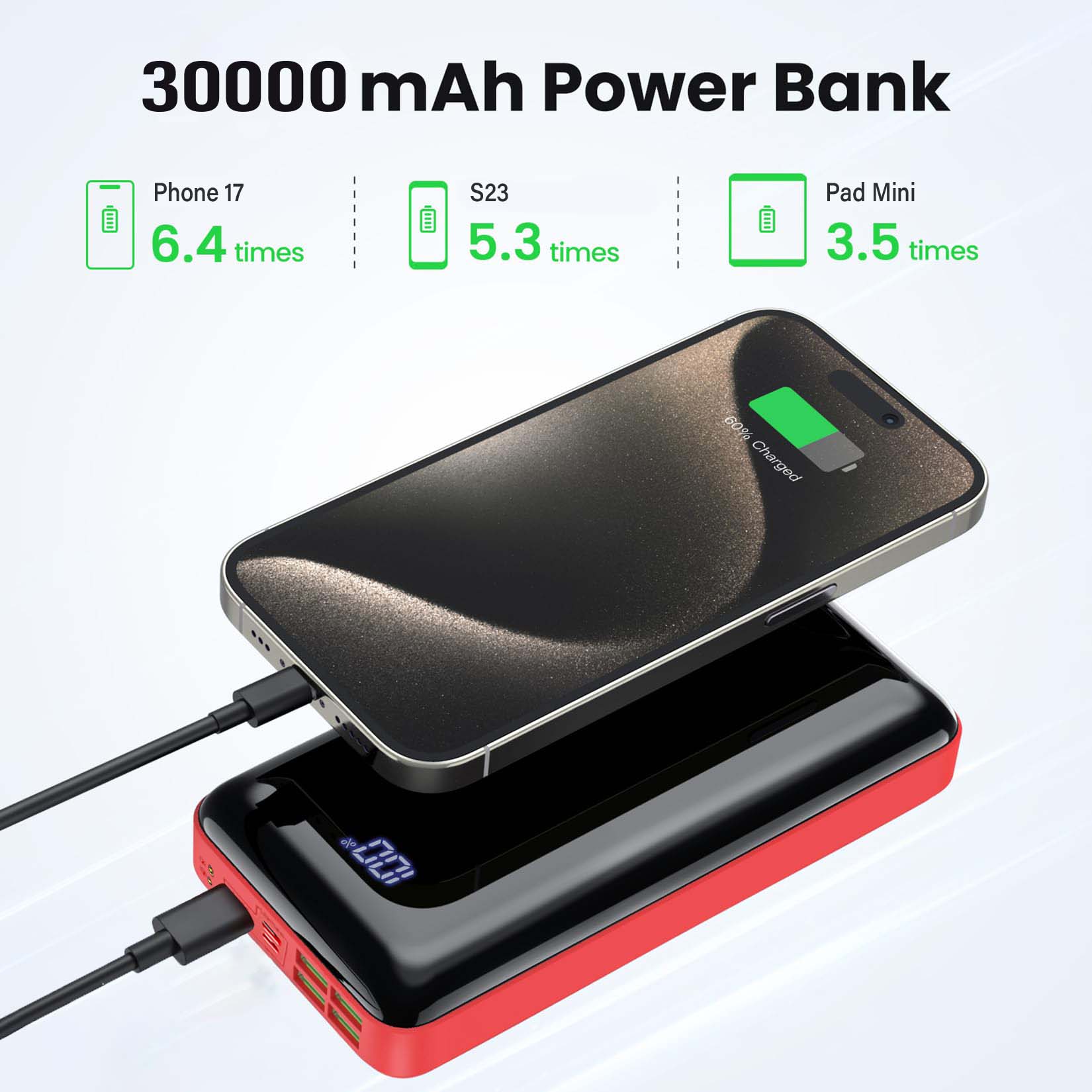 Portable Charger 30000mah Powe - Smartwatch Phone Watches ulasan dan harga
