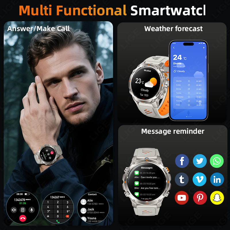 LIGE Rugged GPS Track Smart Wa - Smartwatch Watches Smart ulasan dan harga